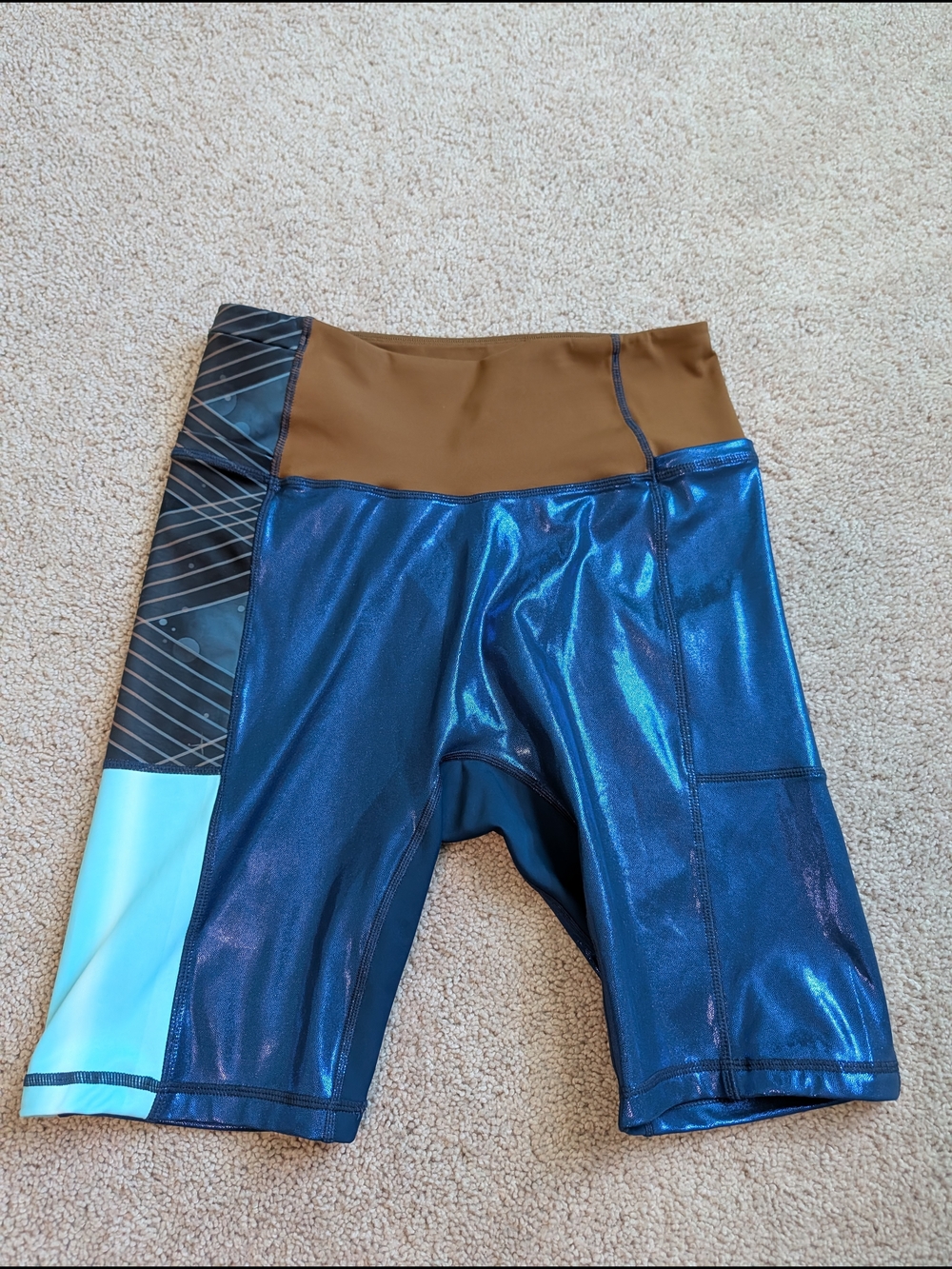 Crowned Athletics "Force Fighter" Athletic Bike Shorts with Brown Waistband